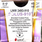 Lotus Solus 910  #5-0 Voilet Braided Polyglactin  2493- 910 Sutures (Pack of 12)