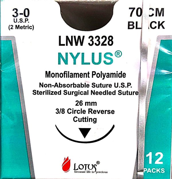 Lotus Nylus Black Suture (Pack of 12)