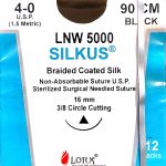Lotus Silkus #4-0 Black Braided Silk Suture (Pack of 12)