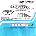 Ethicon Mersilk NW5028 #3-0 Black Braided Suture Pack of 12