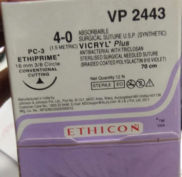 Ethicon Vicryl Plus VP2443 Violet Braided Suture