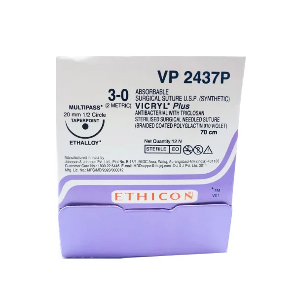 Ethicon Vicryl Plus VP 2437P # 3-0 Absorbable Violet Braided Suture