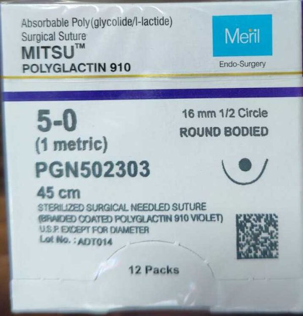 Meril Mitsu #5-0 Polyglactin 910 Suture PGN50 2303