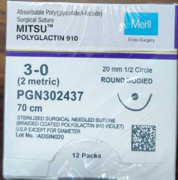 Meril Mitsu #3-0 Polyglactin 910 Suture PGN30 2437
