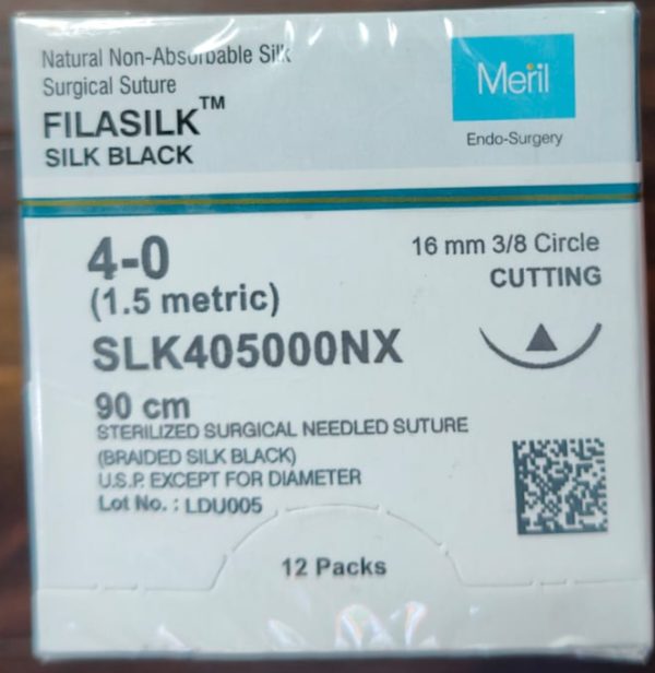 Meril Filasilk #4-0 Black Braided Silk Suture SLK40 5000NX