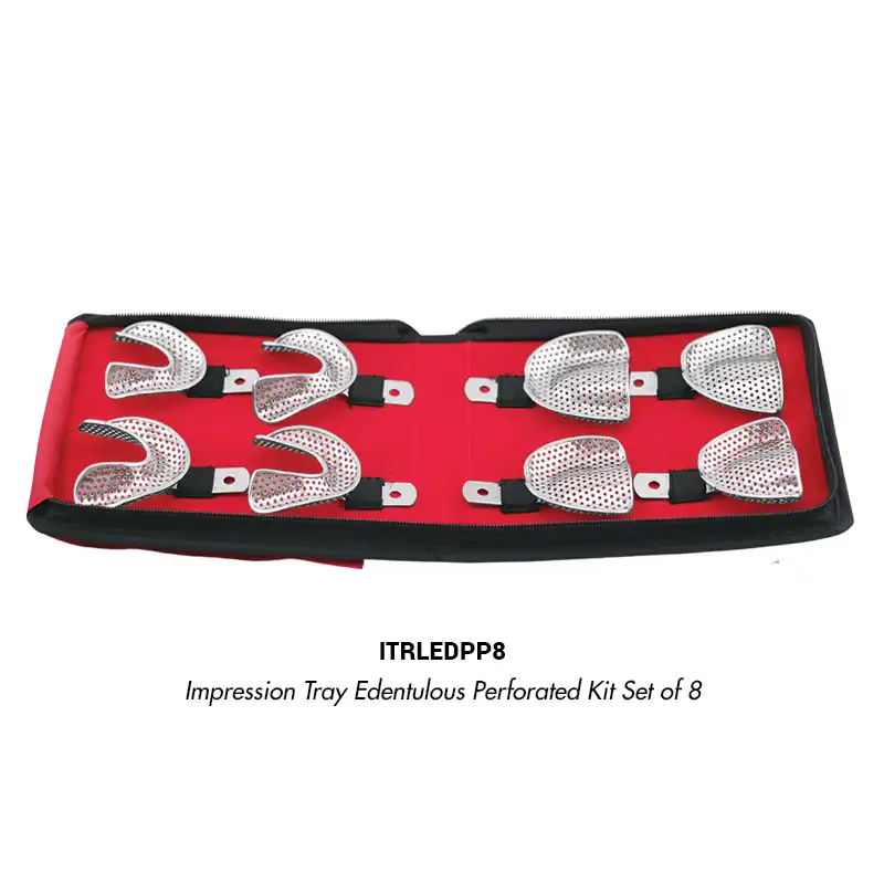 GDC-Impression-Tray-Edentulous-Perforated-Kit-Set-of-8-ITRLEDPP8 Impression Tray Edentulous Perforated Kit Set of 8 - Image 1