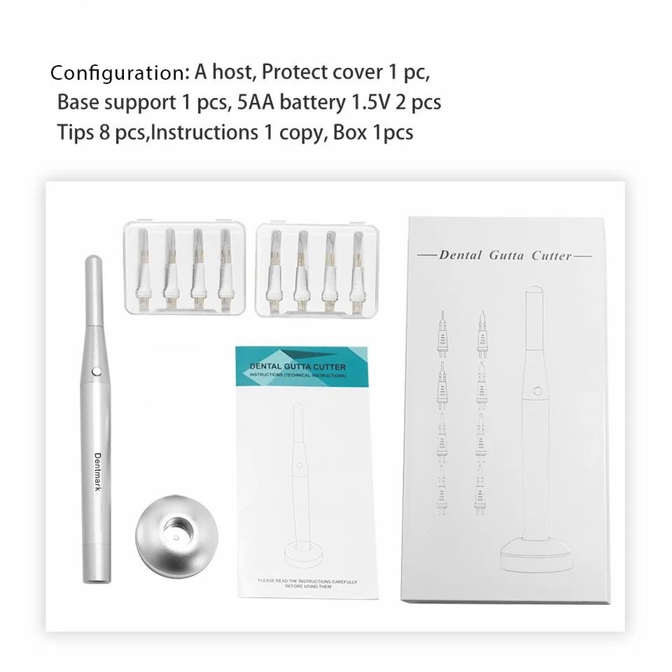 proimg-123187559-1723783252 Dental Endo Gutta Percha Cutter with 8 Tips - Silver Colour - Image 1